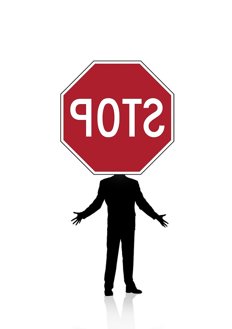 Man, Silhouette, Road Sign, Stop Sign, Stop, Containing, Interruption, Rest, Traffic Sign, Warnschild, Attention