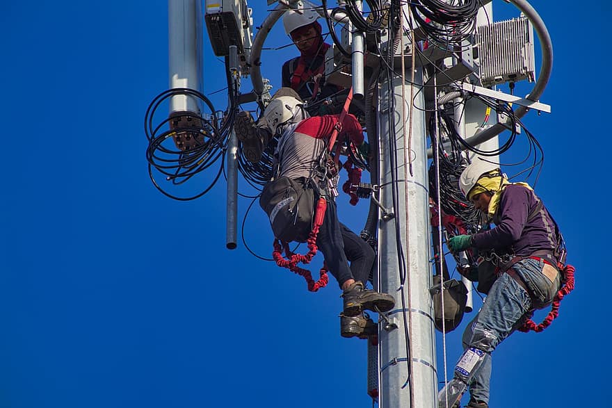Antenna, Tower, Cellular, Technology, Facilities, men, working, extreme sports, occupation, equipment, rope