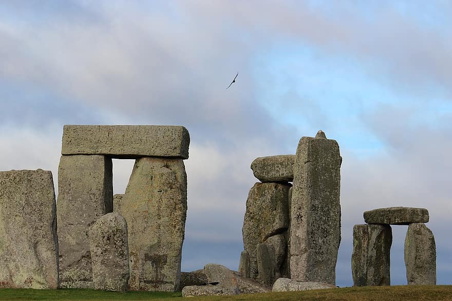 stonehenge, pomnik, punkt orientacyjny, ptaki, kamienie, znane miejsce, historia, stary, starożytny, materiał kamienny, stare ruiny