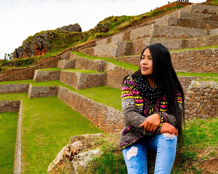 หญิง, ภูเขา, มาชูปิกชู, กุสโก, เปรู, เมือง, Inti Raymi, Sacsayhuaman, เสื้อผ้า, จัตุรัสกุสโก, การท่องเที่ยว
