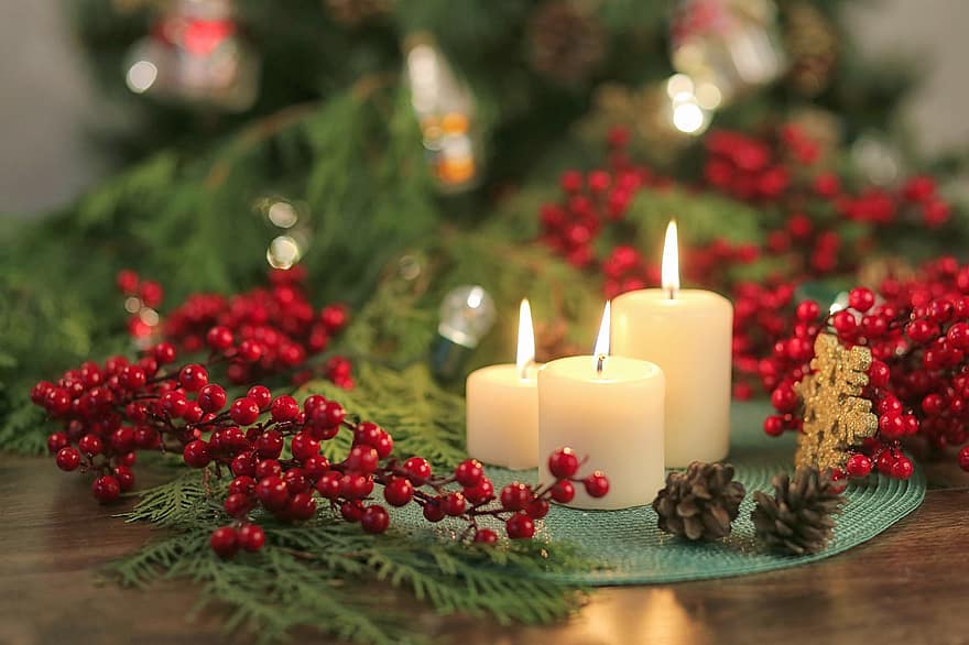 vakantie, Nieuwjaar, Kerstmis, winter, comfort, kaarsen, stilleven, rust uit, avond, decoratie, decor