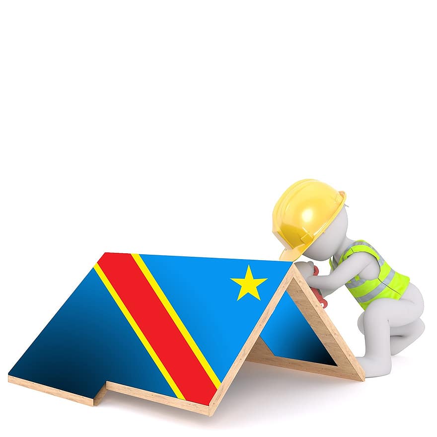 bandeira, dr congo, símbolo, o trabalho, Congolês