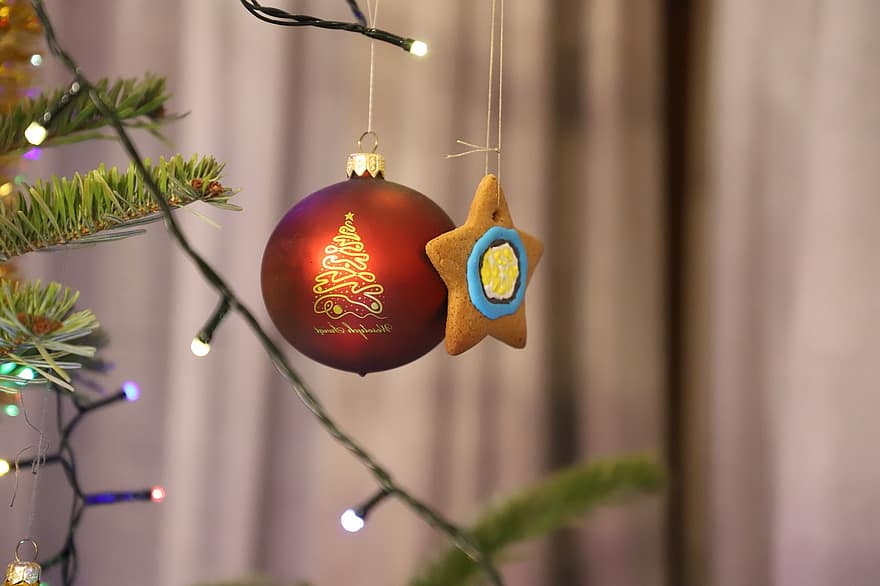 cacko, ornament, Boże Narodzenie, wakacje, pora roku, dekoracja, uroczystość, drzewo, zimowy, zbliżenie, tła