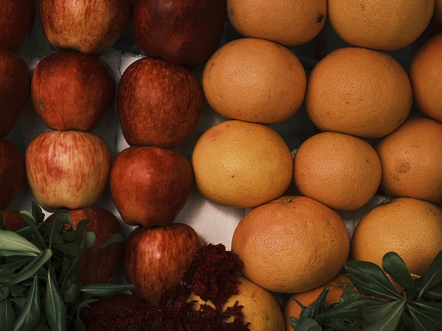 taronges, pomes, fruites, menjar, fresc, produir, saludable, nutrició, orgànic, vegà, vegetarià