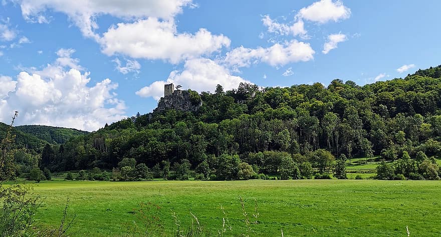slot ruiner, Neideck, Streitberg, Wiesenttal, øvre franconia, franconian switzerland, Forchheim-distriktet, bayern, Tyskland, middelalderen, milepæl