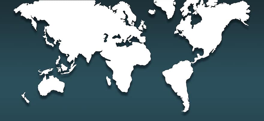 χάρτης, παγκόσμια, γη, κόσμος, Διεθνές, ηπείρους, γεωγραφία, χαρτογραφία, Παγκόσμιος, μπλε χάρτη