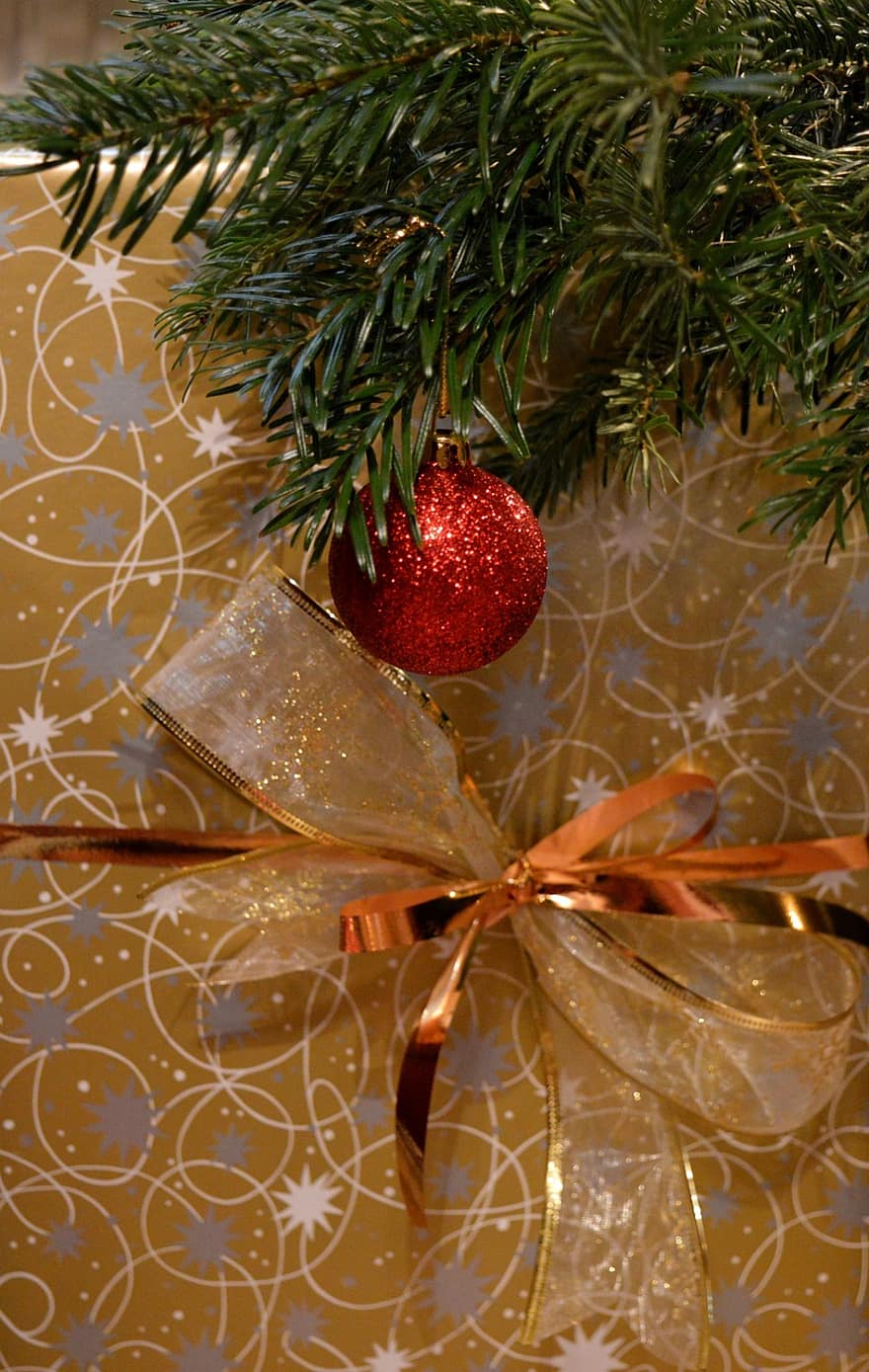 motif de noël, boule rouge, branches de sapin, Noël, humeur de noël, décorations pour arbres de noël, décoration de Noël, cadeau de Noël, cadeau, période de Noël, Ma saison des fêtes
