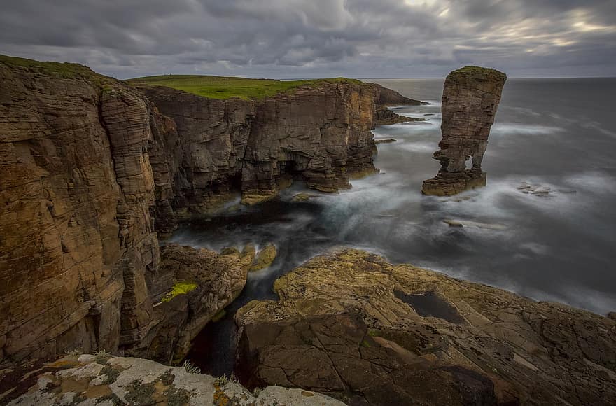 Cliffs, Sea, Yesnaby Castle, Scotland, Orkney, Yesnaby, Sea Stack, Nature, Water, Coast, Scenery