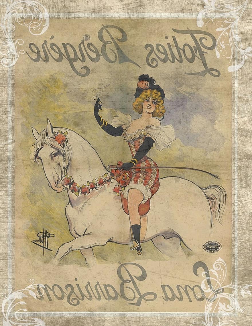 Vintage, Woman, Horse, French, France, Paris, Book Cover, Background, Art, Ancient, Design