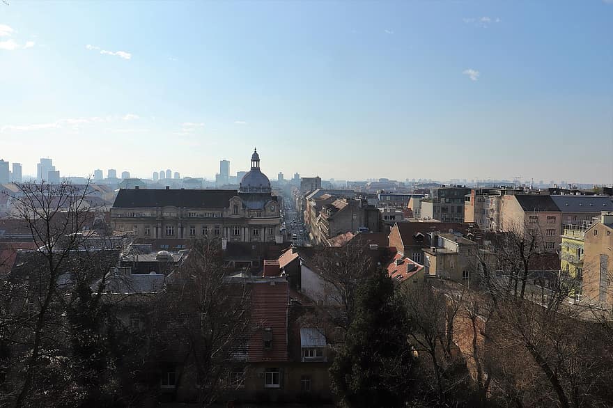 zagreba, pilsēta, Horvātija, arhitektūra, pilsētas, ēkām, pilsētas ainava, slavenā vieta, ēkas ārpuse, pilsētas panorāma, jumts