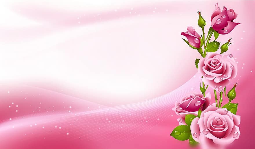 Roses, Flower, Background, Copy Space, Scrapbooking, Greeting Card, Birth Date, Regards, Mother's Day, Love, Affection