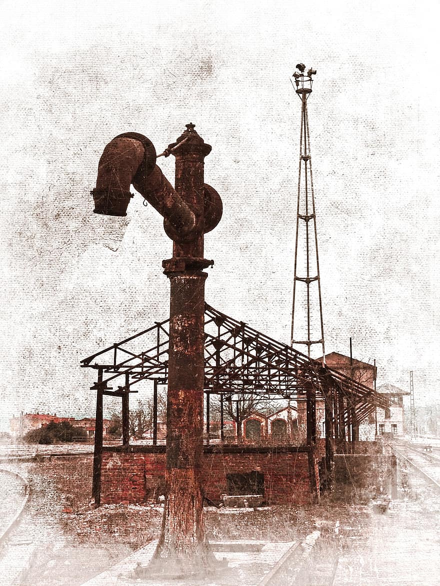 Aguada, Eisenbahnausrüstung, Dampf, Jahrgang, alte Postkarte