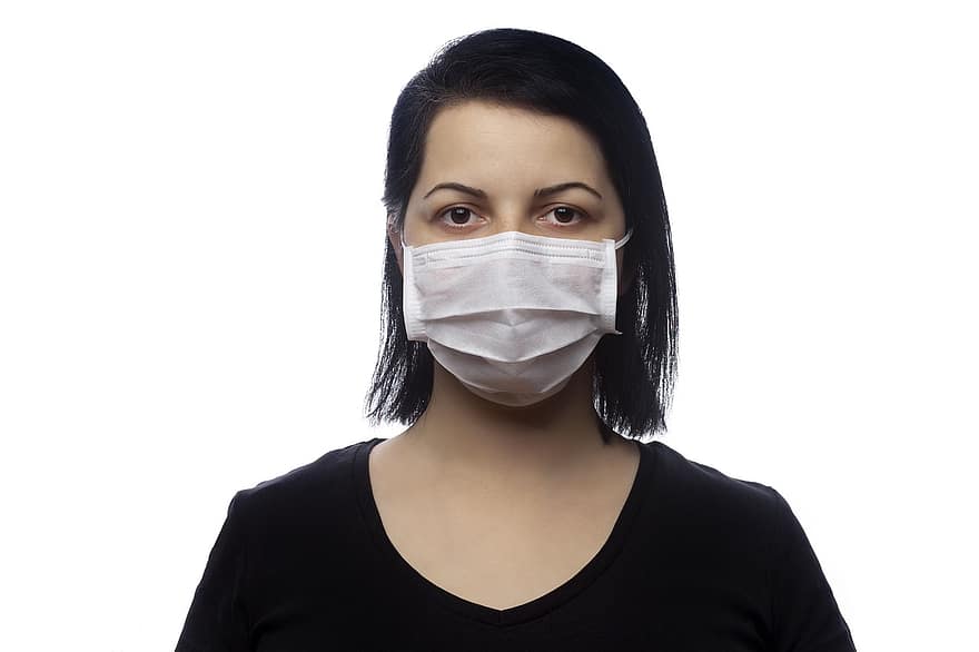 kobieta, maska, maska ​​medyczna, Noszenie maski, portret, covid, covid-19, epidemia, choroba, pandemiczny, cierpliwy