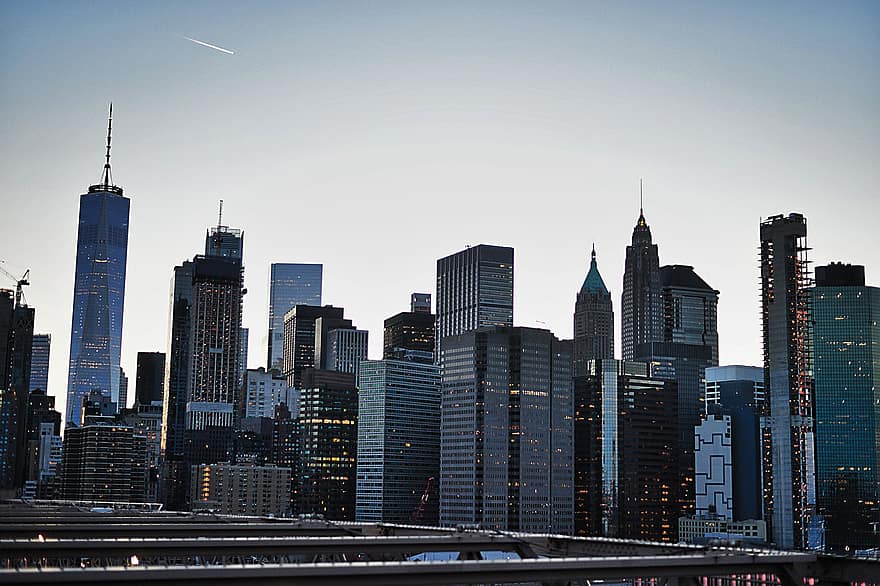 будівлі, місто, горизонт, архітектура, міський пейзаж, Нью-Йорк, небо