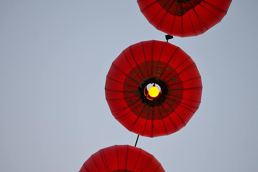 des lanternes, chinois, nouvel An chinois, Lanternes Chinoises, Chine, lanterne, lampe, fermer, décoration, bleu, été
