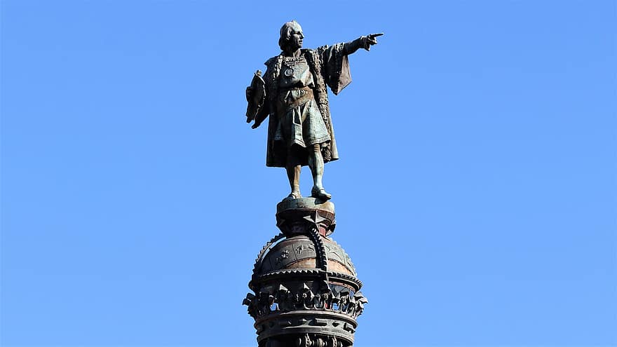 Columbus Monument, Monument, Barcelona, Spain, Statue, blue, symbol, history, sculpture, famous place, architecture