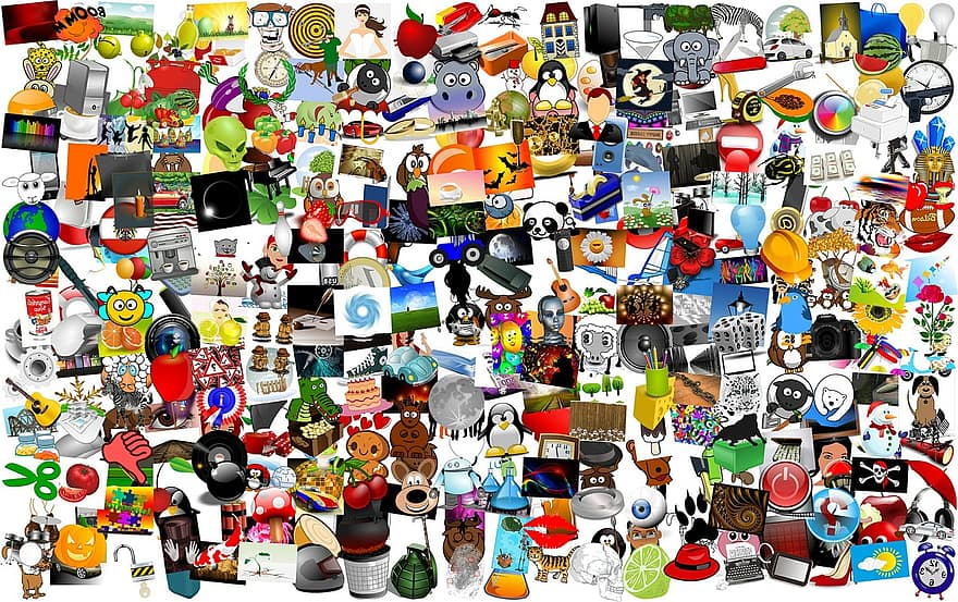 Clip Art, bilder, Bildersammlung, Fotoalbum, Mosaik-, Collage, Vielfalt, viele, bunt, mischen