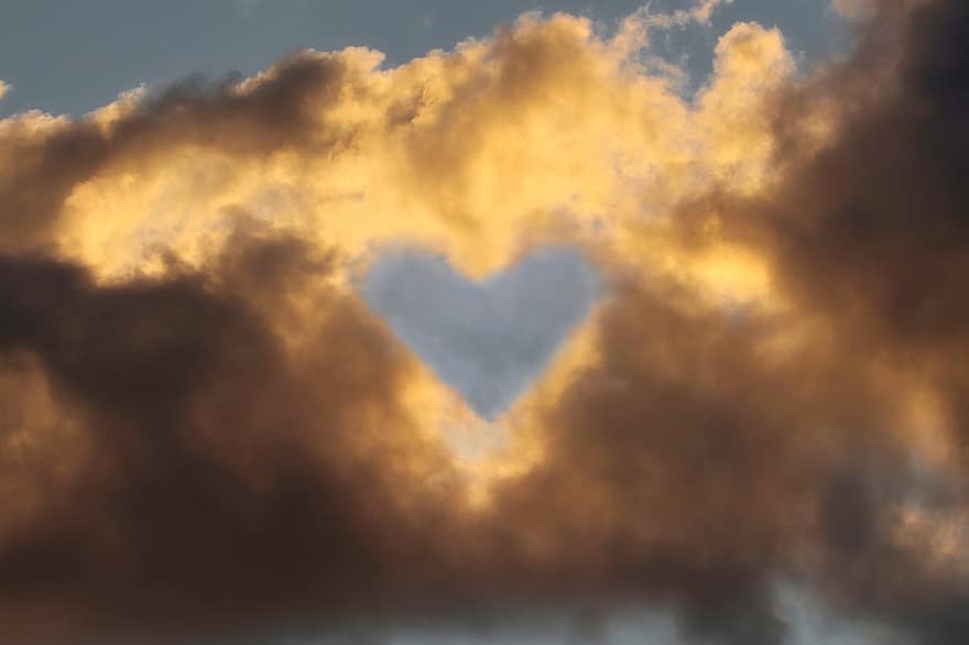 chmury, niebo, serce, miłość, tło, Tapeta