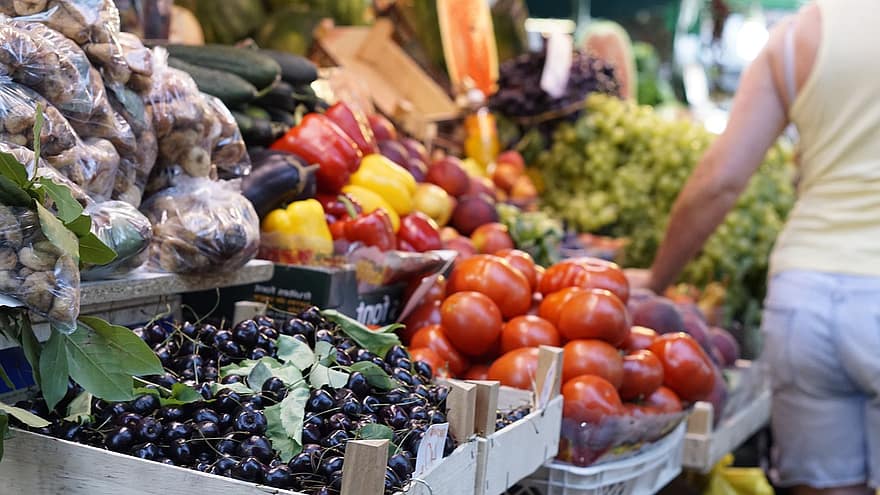 verdures, mercat, fruita