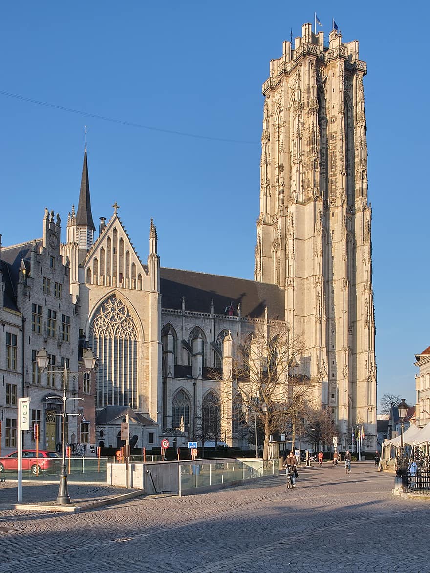 bažnyčia, pastatas, miestas, kelionė, turizmą, architektūra, mechelen, Belgija, bažnyčios bokštas, žinoma vieta, pastato išorė