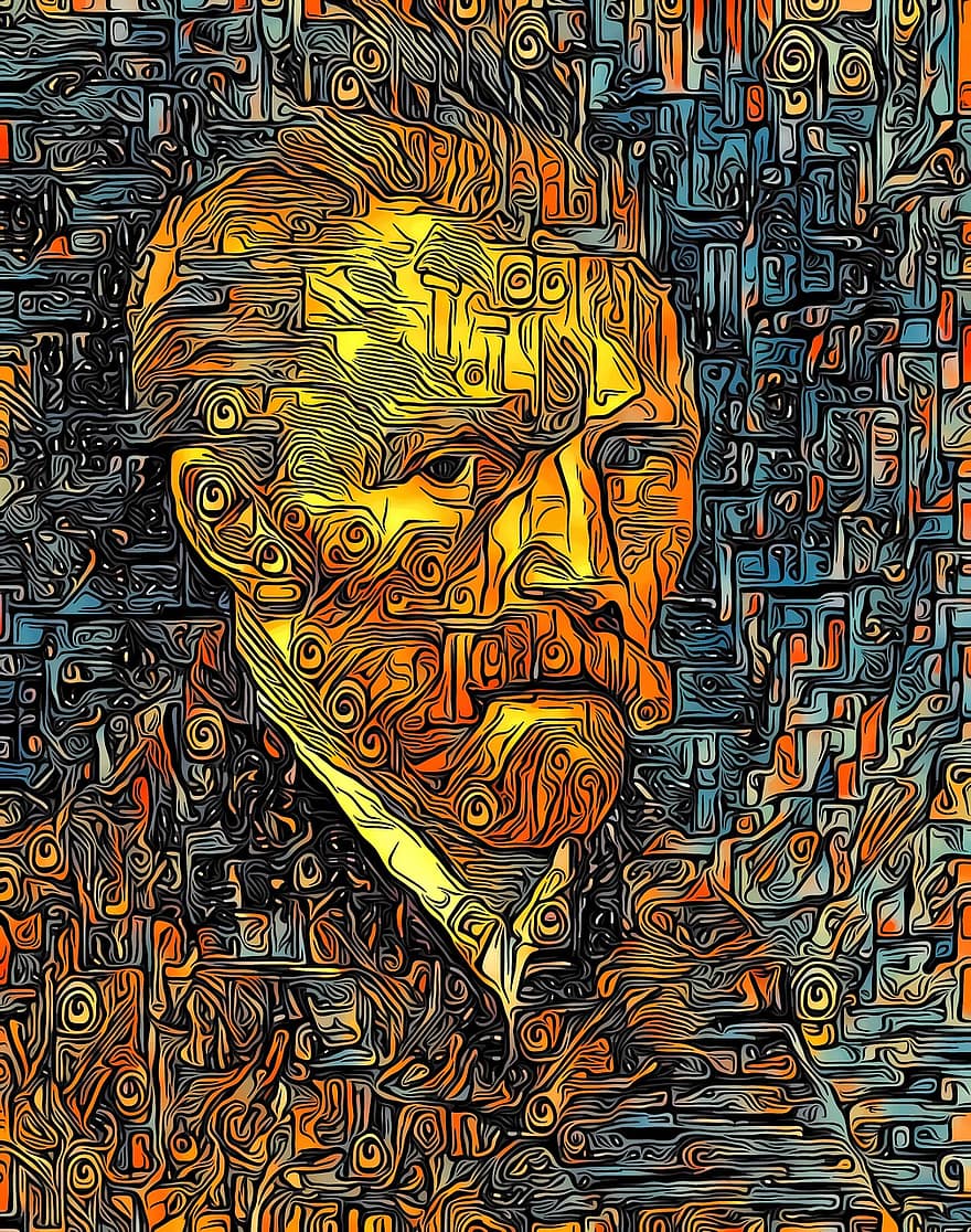 van, Gogh, selv, kunst, herrer, illustration, baggrunde, voksen, mønster, kreativitet, abstrakt