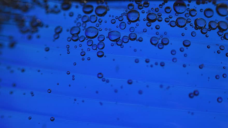 泡、青、露、水、濡れている、液滴、アクア、液体、青い水、水中、泡の背景