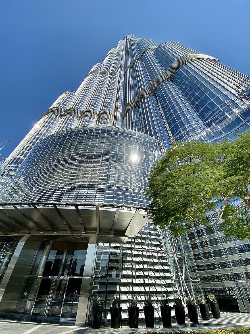 град, burj khalifa, Дубай, небостъргач, пътуване, туризъм, архитектура, външна сграда, изградена конструкция, модерен, стъкло