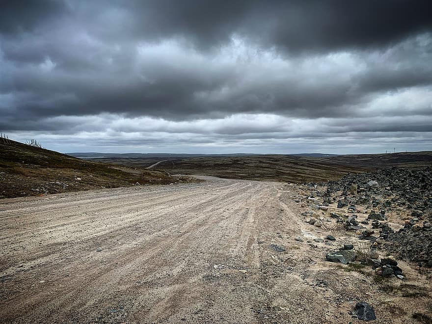 đường, con đường, đá, Murmansk