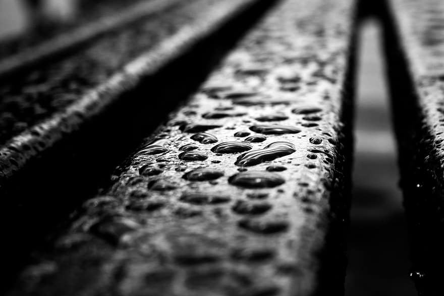krople deszczu, deszcz, drewno, mokro, pokład, spadek, tekstura, ścieżka, pora roku, jesień, patio