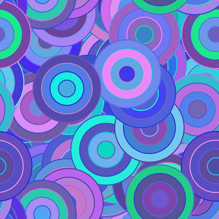 Circles, Retro, Vintage, Abstract, Colorful, Purple, Blue