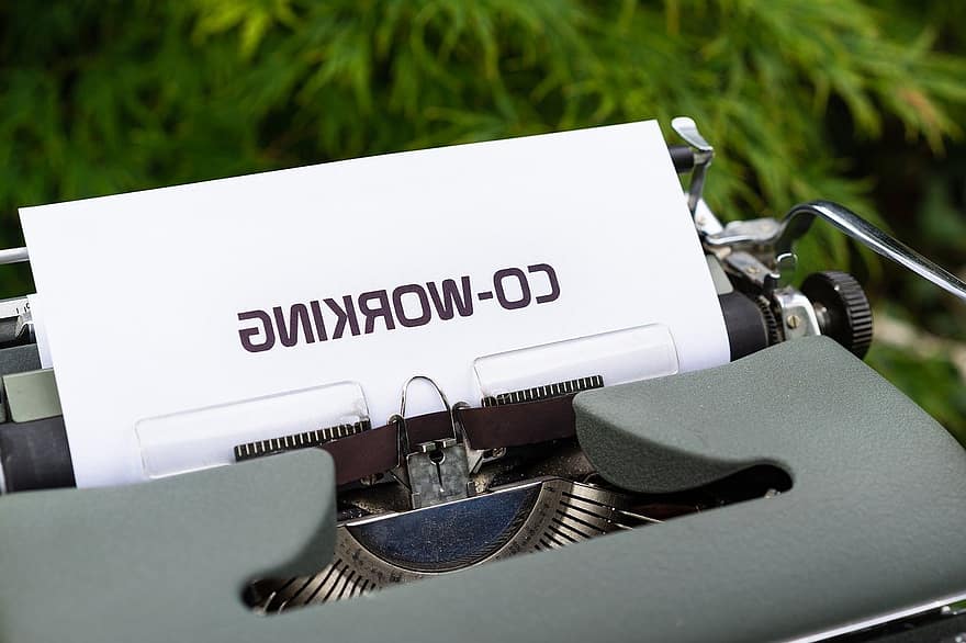 Typewriter, Paper, Teamwork, Cooperation, Location, Office, Startup, Business, Economy, Work, Workplace