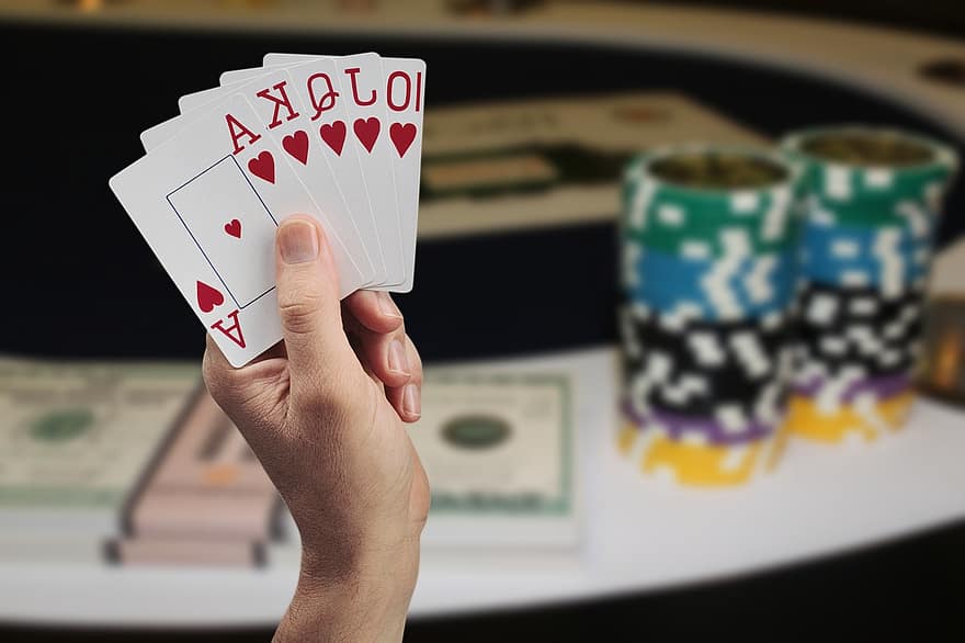 карти, ръка, покер, хазарт, Straight Flush, промиване, игра на карти, игра, Късметлия победител, залагане, близък план