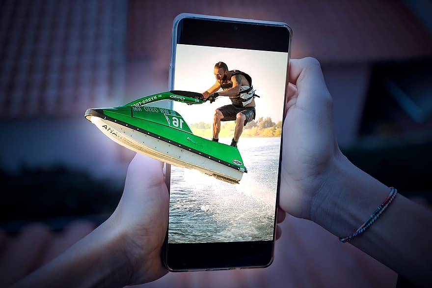 Phone, Ocean, Boat, Mobile, Jet, Water, Lake, Sea, Joy, Fun