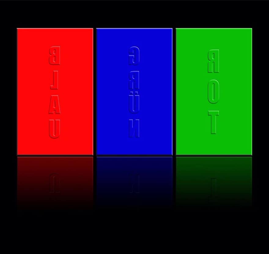RGB、ロータリーカラー、スペクトラム、カラーパレット、染色、赤、青