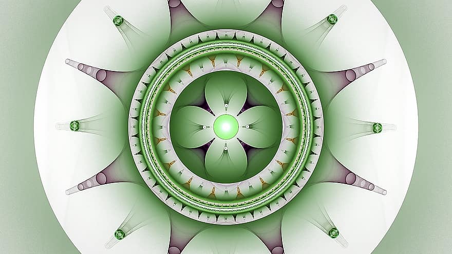 fractal, mandala, verde, púrpura, arte fractal, textura, geometría, Arte verde