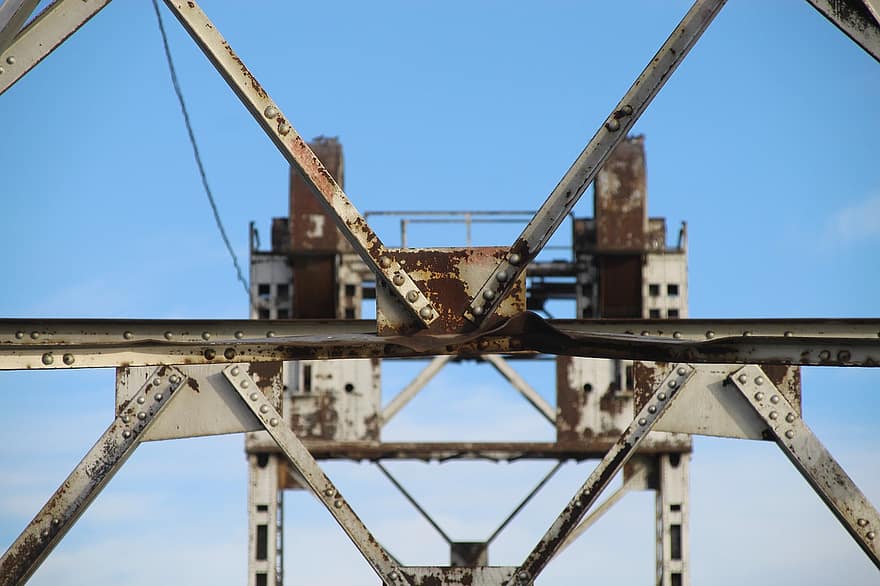 Bridge, Rust, Steel, Sky, Bolts, Old, River, industry, construction industry, architecture, metal