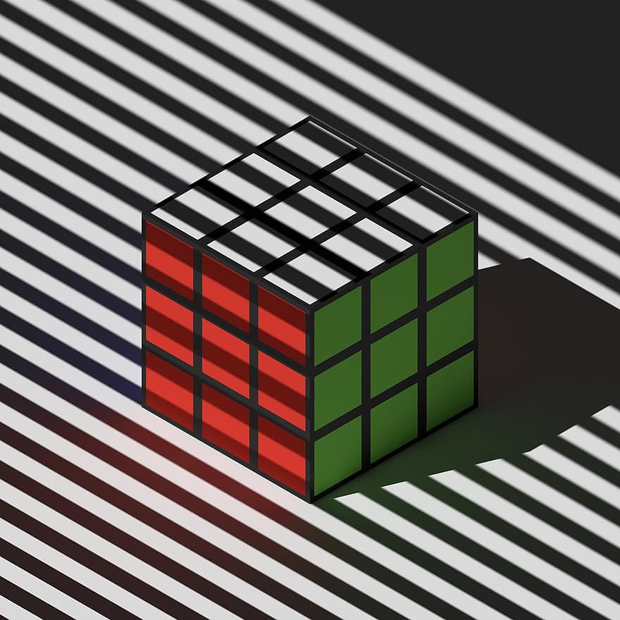 cubo di Rubik, isometrico, cubo