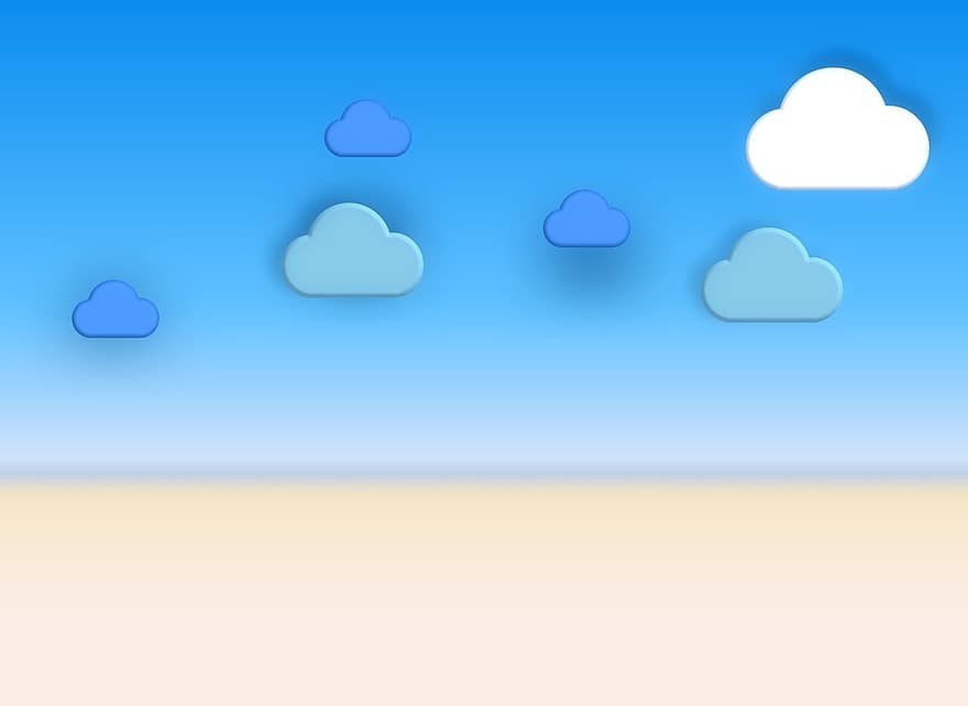 облака, пляж, небо, синий, образуются облака, белый, графический, объект, фон