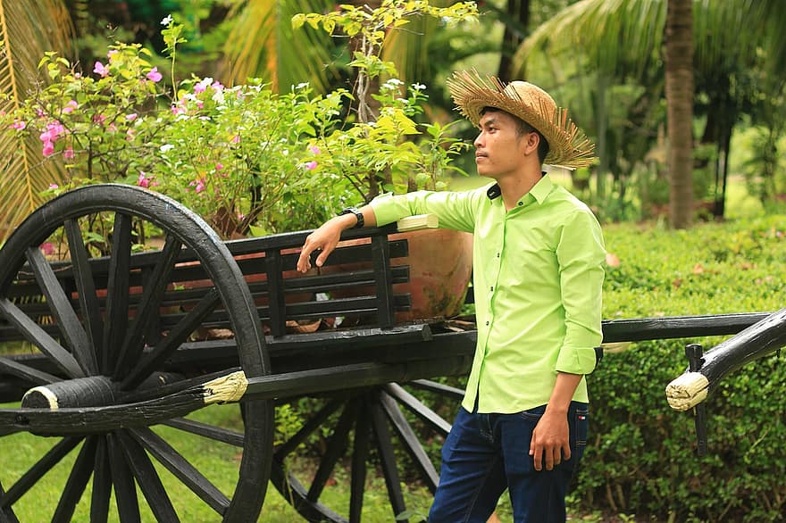 кхмерська людина, фермер, сільській місцевості, Азія, Камбоджійський чоловік