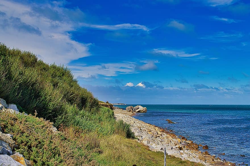 península de cotentina, ilha, mar, costa, natureza, panorama