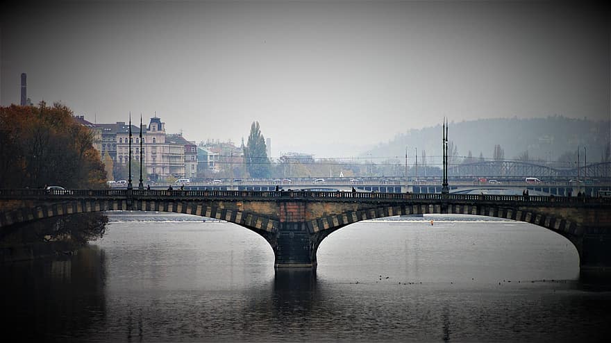 пътуване, мост, град, градски, туризъм, Прага, архитектура, известното място, градски пейзаж, вода, изградена конструкция