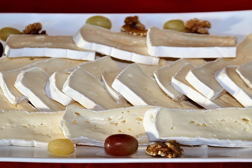 fromage, plateau à fromage, aliments, écrou, les raisins, Camembert, dessert, repas, produit laitier