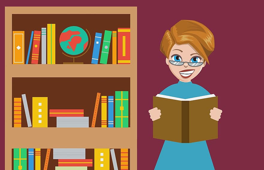 llibre, dona, biblioteca, aprenentatge, prestatgeria, prestatge per a llibres, elecció, triar, literatura, lectura, habitació