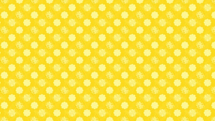 bloemen, geel, patroon, behang, zomer, polka, helder, uitnodiging, decoratief, ontwerp, achtergrond