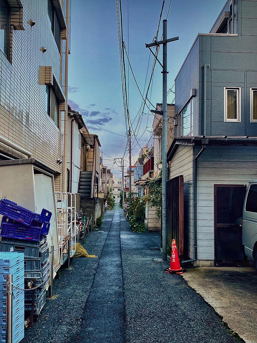 hẻm, đường hẻm, Nhật Bản, hẻm sau, backstreet, khu vực lân cận, ngoại ô