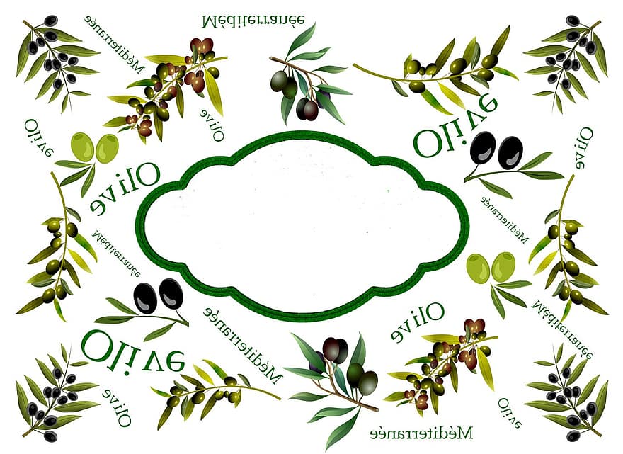 label, olijf-, middellandse Zee, olijven, olijfolie, olijfboom, voedsel, groen, gezond, olijfblad, olijftak