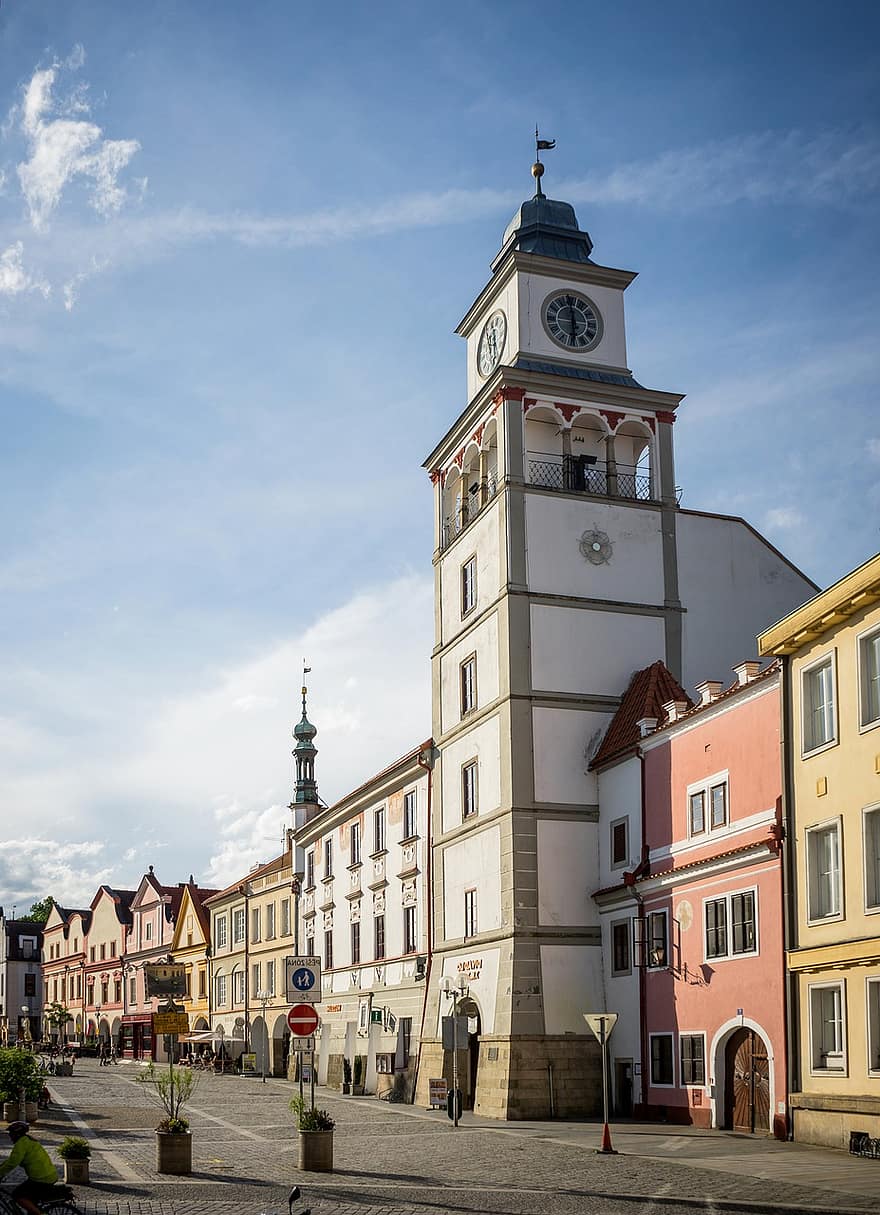 Stadtblick Vom Rathausturm, toren, gebouw, architectuur, gemeentehuis, stadhuistoren, historisch, mijlpaal, oude stad, stad, Třeboň