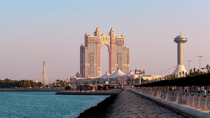 Al Marina, Al Chorniche, uae, hotelli, torni, kaupunki, Abu Dhabi, arkkitehtuuri, rakennus, rakenne, pilvenpiirtäjät