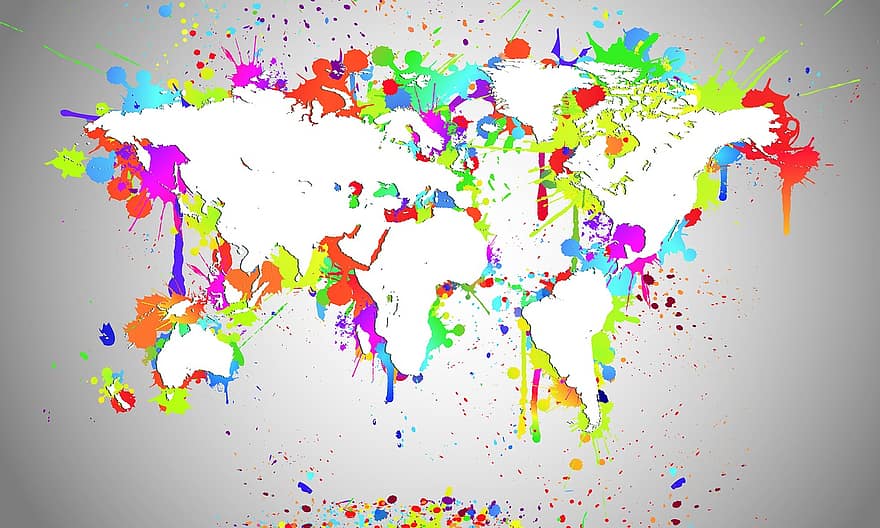 विश्व, दुनिया का नक्शा, नक्शा, सफेद