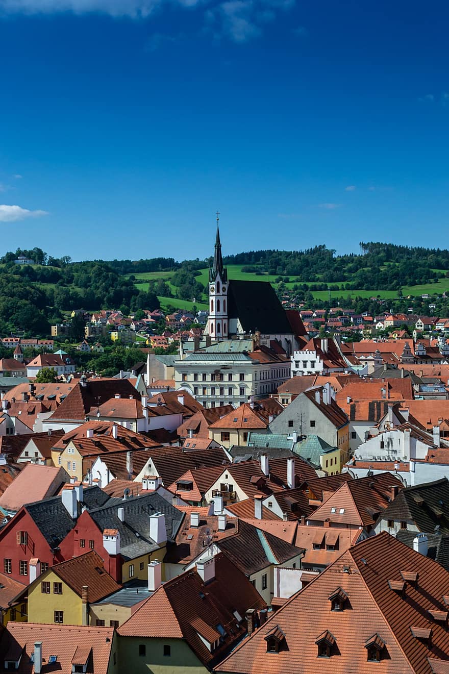 torony, tető, épületek, házak, város, építészet, történelem, Csehország, középkori, híres, ég